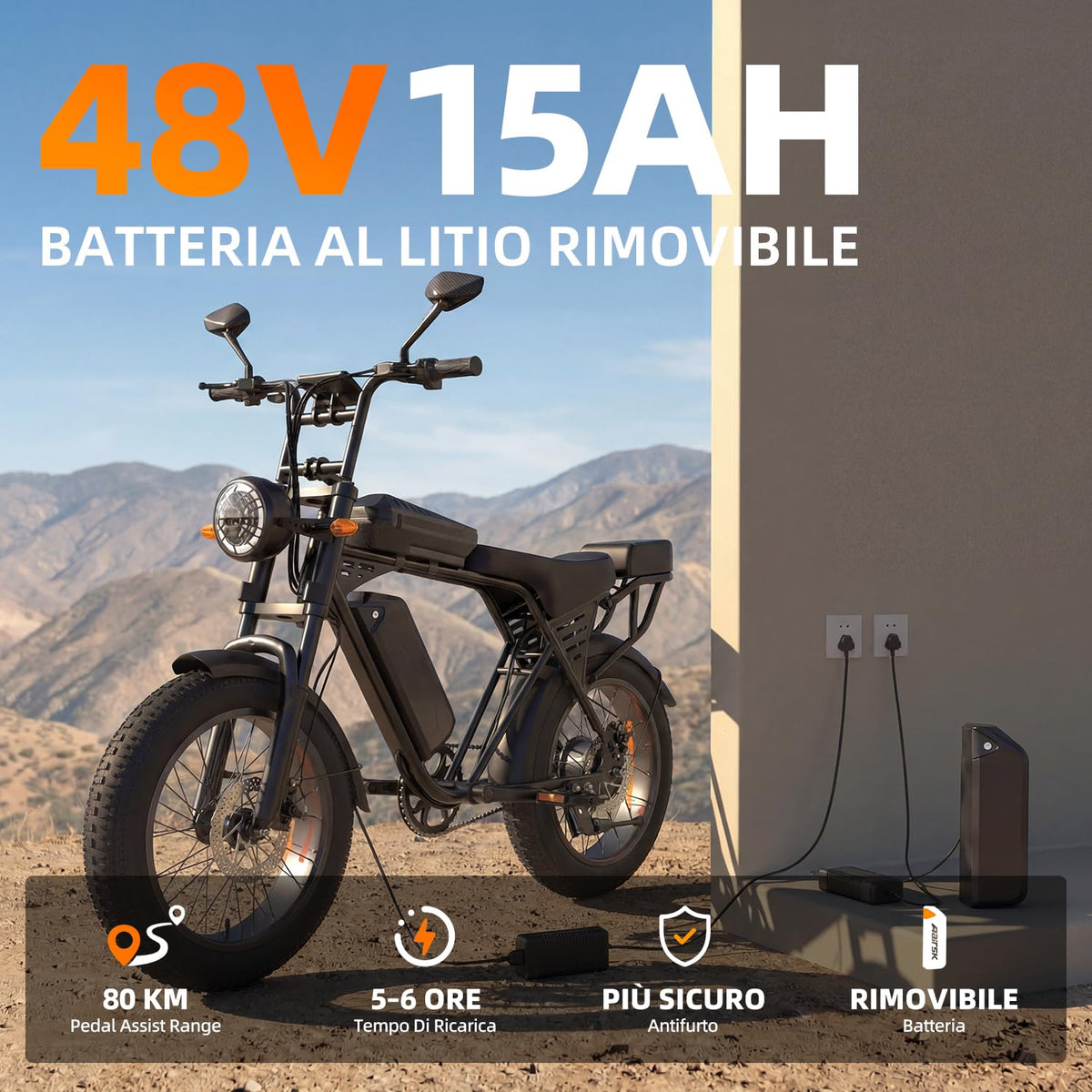 Aairsk X5 20" Fat Tire Electric Mountain Bike for Adults, 250W Motor, 48V 15Ah Battery, 80km Range