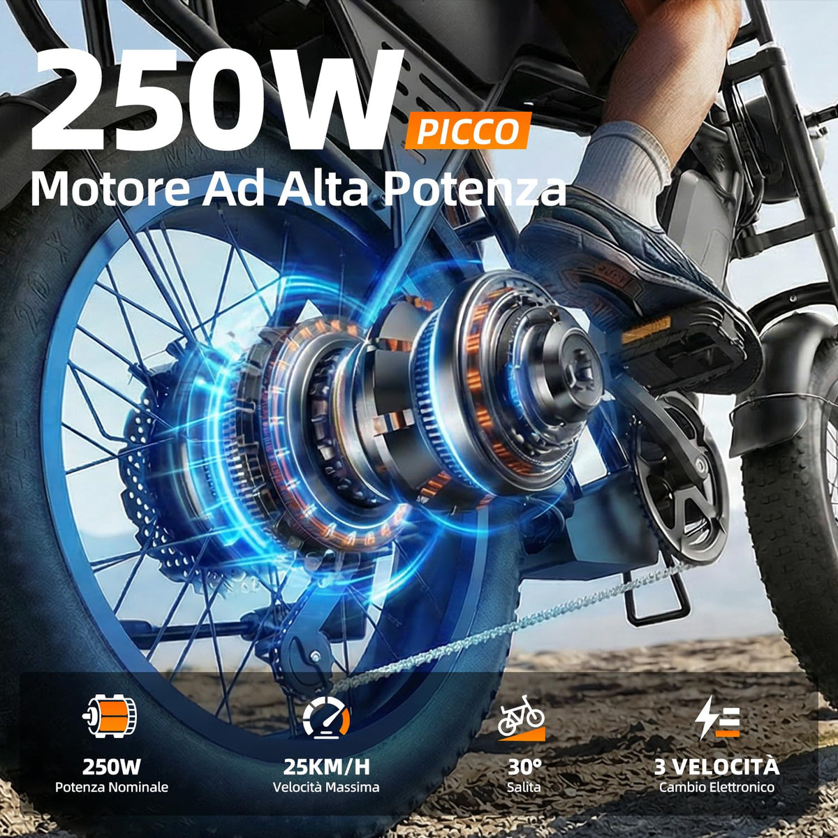 Aairsk X5 20" Fat Tire Electric Mountain Bike for Adults, 250W Motor, 48V 15Ah Battery, 80km Range