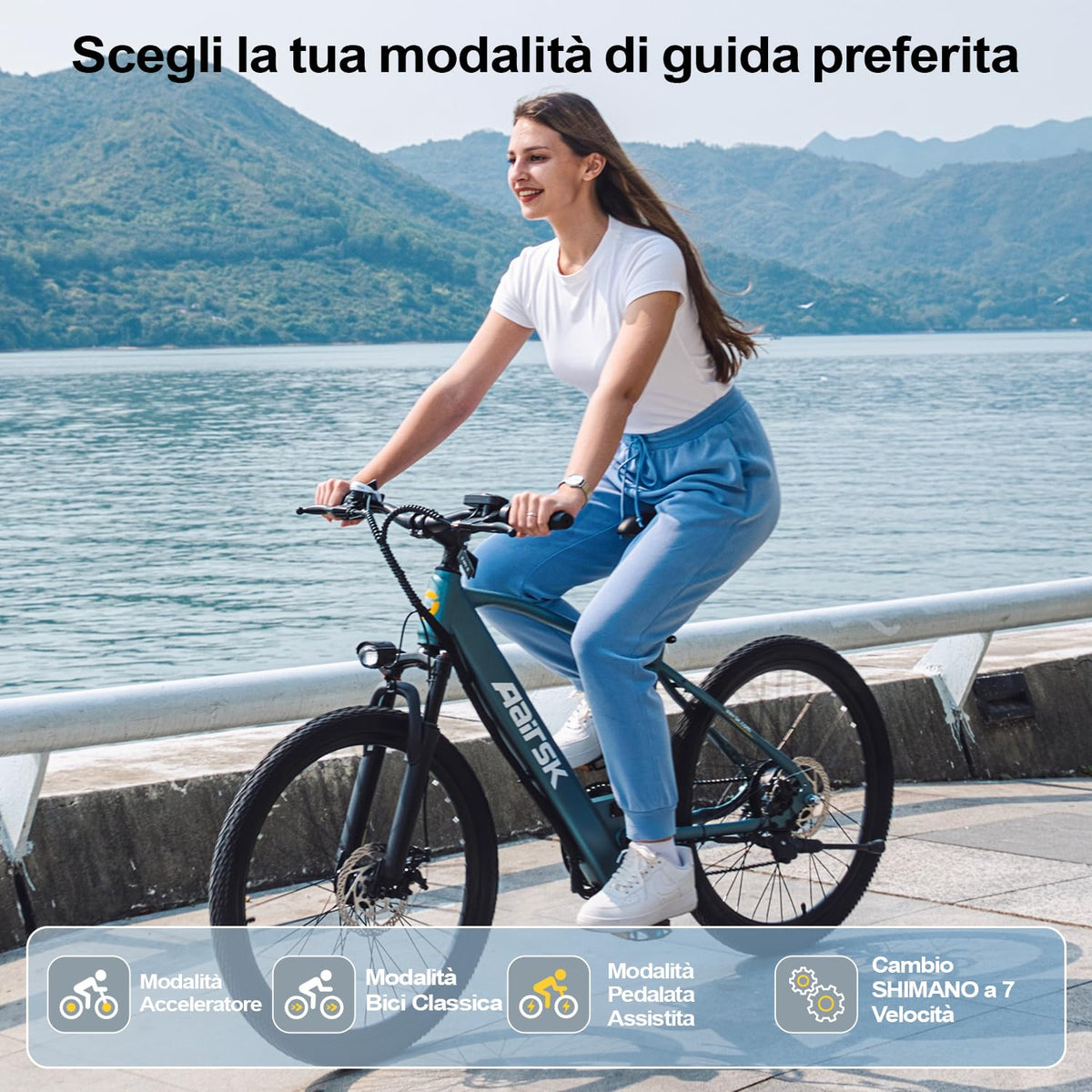 Aairsk GT300 26" Electric Mountain Bike for Adults, 250W Motor, 36V 10Ah Battery, 7-Speed, 40km Range