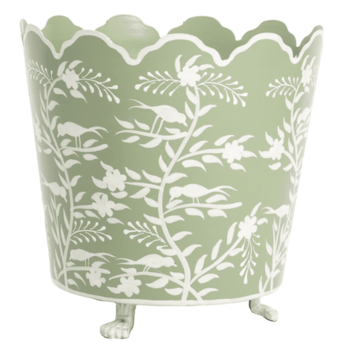 Havers Pale Blue & White Scalloped Footed Ceramic Planter – Classic Chinoiserie Indoor Flower Pot