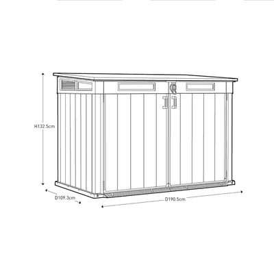 Keter Grande Store Outdoor Double Door Garden Furniture Storage Shed Grey Duotech+ Wood Look and Feel | Fade Free | All Weather Resistant | Safe and Secure | Zero Maintenance