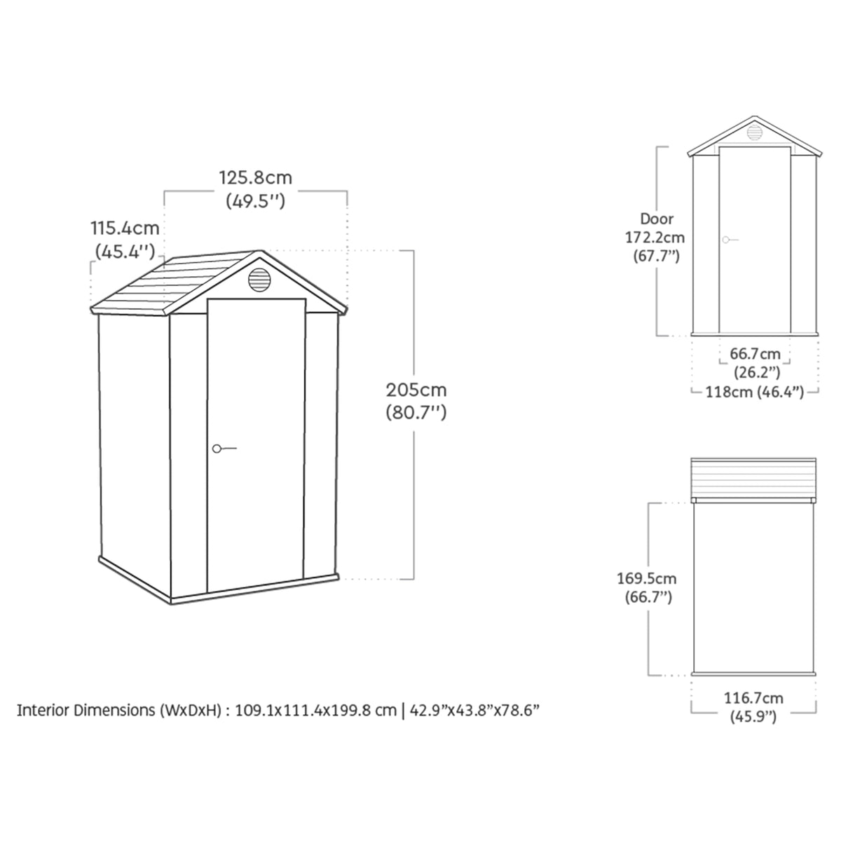 Keter Darwin 4x4 Outdoor Storage Shed - Grey | Small Resin Garden Tool Shed | Wood-Effect Weatherproof Double-Wall with Skylight & Ventilation