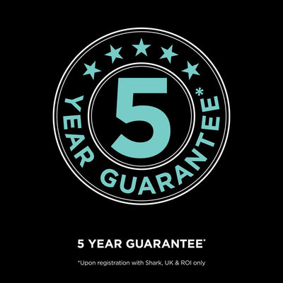 Teal circular badge reading '5 Year Guarantee' on a black background.