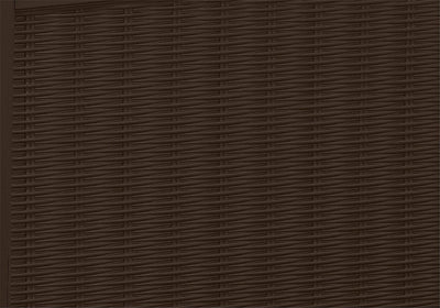 Close-up of brown rattan-effect resin panel showing woven texture