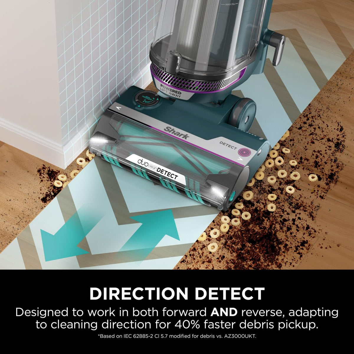 Shark PowerDetect Corded Upright Vacuum Cleaner with DuoClean Detect, Reverse Clean, Anti Hair Wrap Plus, Allergen Seal, Anti-Odour, Pet, Crevice & Multi-Surface Tools, Portable, 750W, 1.3L AZ3900UKT