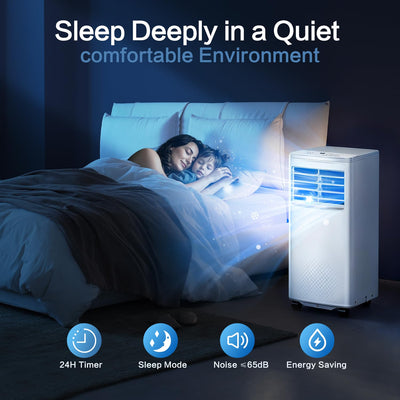 Air Conditioning Unit, 9000 BTU Portable Air Conditioner with 4-in-1 Cooling & Fan & Dehumidifier Function, AC Unit with Digital Display & Remote Control, 24H Timer for Room Up to 25~35 ㎡