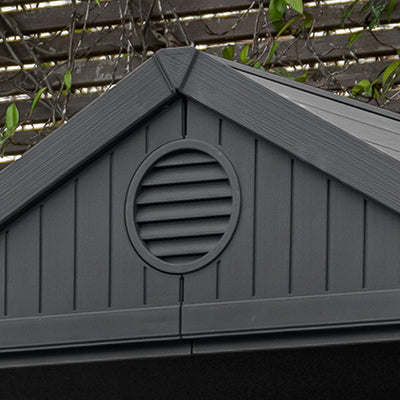 Keter Darwin 4x4 Outdoor Storage Shed - Grey | Small Resin Garden Tool Shed | Wood-Effect Weatherproof Double-Wall with Skylight & Ventilation