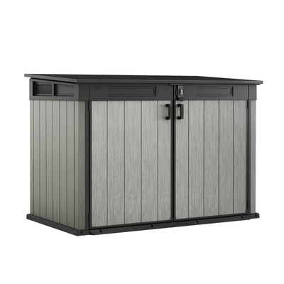 Keter Grande Store Outdoor Double Door Garden Furniture Storage Shed Grey Duotech+ Wood Look and Feel | Fade Free | All Weather Resistant | Safe and Secure | Zero Maintenance