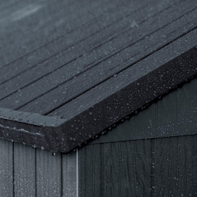 Keter Darwin 4x4 Outdoor Storage Shed - Grey | Small Resin Garden Tool Shed | Wood-Effect Weatherproof Double-Wall with Skylight & Ventilation
