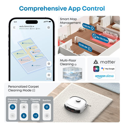 eufy E25 Omni, Robot Vacuum Cleaner with Mop,HydroJet Self-Clean Roller Mop