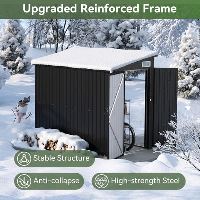 Aoxun 8x4ft Metal Garden Shed Pent Roof, Bike Sheds and Outdoor Storage