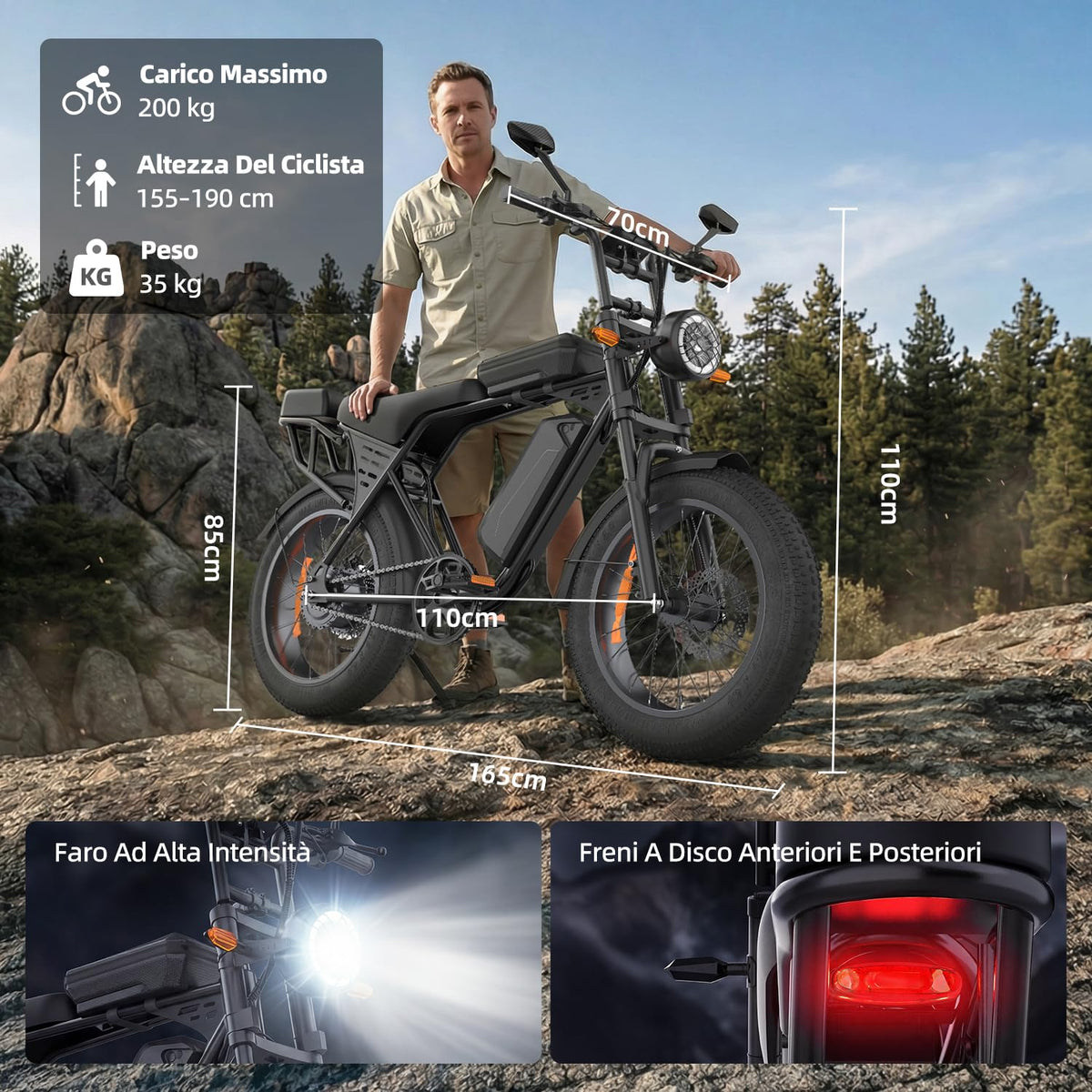 Aairsk X5 20" Fat Tire Electric Mountain Bike for Adults, 250W Motor, 48V 15Ah Battery, 80km Range