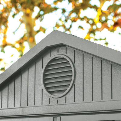 Keter Darwin 4x4 Outdoor Storage Shed - Green | Small Resin Garden Tool Shed | Wood-Effect Weatherproof Double-Wall with Skylight & Ventilation