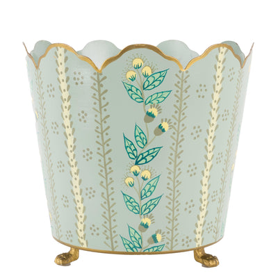 Havers Green & Gold Hand-Painted Floral Ceramic Bucket Planters – Decorative Cachepot (Set of 3 Sizes: S, M, L)